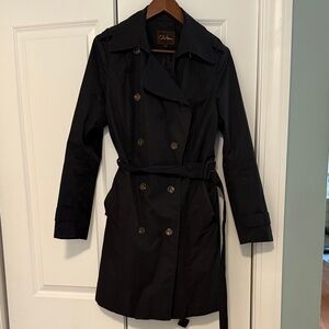 Cole Haan Black Double-Breasted Trench with Waist Tie